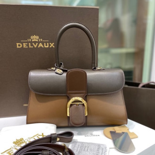 Delvaux 2020 Brillant Leather Tote Shoulder Bag,28CM - 델보 2020 브리앙 레더 토트 숄더백,DVB0361.28CM,브라운
