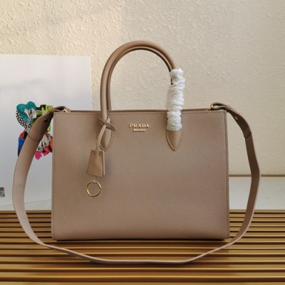 Prada 2020 Saffiano Tote Shoulder Bag,34cm - 프라다 2020 사피아노 여성용 토트 숄더백 ,1BA153-7,34cm ,베이지