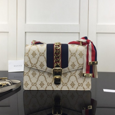 Gucci 2020 Sylvie Leather Shoulder Bag,25.5CM - 구찌 2020 실비 레더 숄더백 524405,GUB1212,25.5CM,화이트