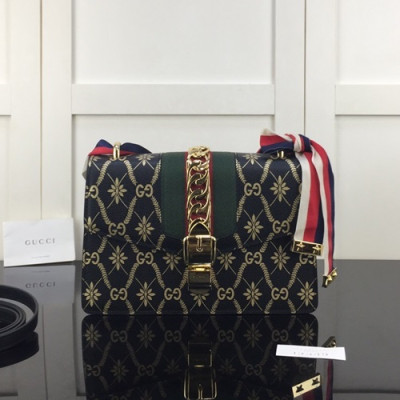 Gucci 2020 Sylvie Leather Shoulder Bag,25.5CM - 구찌 2020 실비 레더 숄더백 524405,GUB1213,25.5CM,블랙