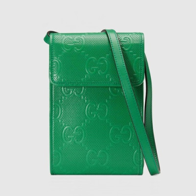 Gucci 2020 Leather Phone Bag Shoulder Bag,18CM - 구찌 2020 레더 폰백 숄더백 ,625571,GUB1220,18CM,그린