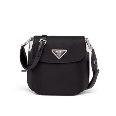 Prada 2020 Nylon & Leather Shoulder Bag ,20CM - 프라다 2020 나일론 & 레더 숄더백 ,1BD259-1,20CM,블랙