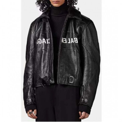 [발렌시아가]Balenciaga 2020 Mens Logo Casual Leather Jackets - 발렌시아가 2020 남성 로고 캐쥬얼 가죽 재킷 Bal0759x.Size(s - xl).블랙