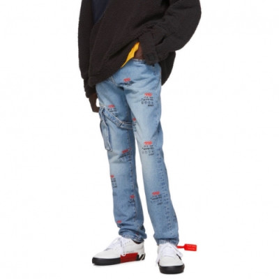 [오프화이트]Off-white 2020 Mens Logo Denim Jeans - 오프화이트 2020 남성 로고 데님 청바지 Off0553x.Size(29 - 40).블루