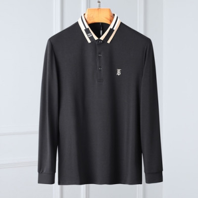 [버버리]Burberry 2020 Mens Logo Casual Cotton Polo Tshirts - 버버리 2020 남성 로고 캐쥬얼 코튼 폴로 맨투맨 Bur02956x.Size(m - 3xl).블랙