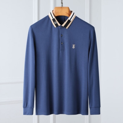 [버버리]Burberry 2020 Mens Logo Casual Cotton Polo Tshirts - 버버리 2020 남성 로고 캐쥬얼 코튼 폴로 맨투맨 Bur02957x.Size(m - 3xl).블루