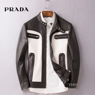 [프라다]Prada 2020 Mens Logo Casual Leather Jackets - 프라다 2020 남성 로고 캐쥬얼 가죽 자켓 Pra01129x.Size(m - 3xl).블랙
