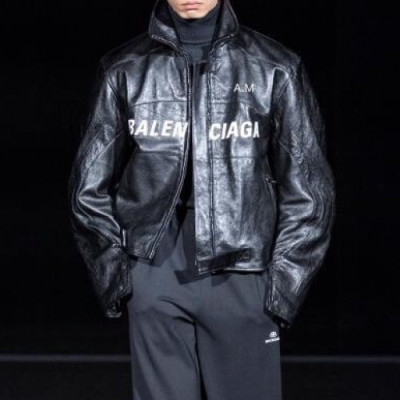 [발렌시아가]Balenciaga 2020 Mens Logo Casual Leather Jackets - 발렌시아가 2020 남성 로고 캐쥬얼 가죽 재킷 Bal0774x.Size(m - 3xl).블랙