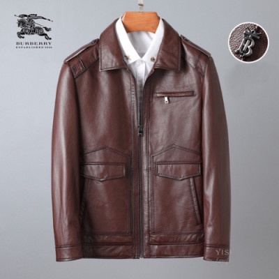[버버리]Burberry 2020 Mens Casual Leather Jackets - 버버리 2020 남성 캐쥬얼 가죽 자켓 Bur03008x.Size(m - 3xl).브라운