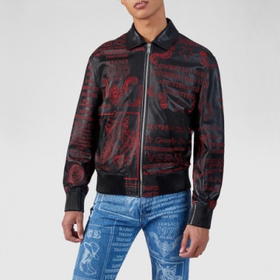 [베르사체]Versace 2020 Logo Mens Casual Leather Jacket - 베르사체 2020 남성 캐쥬얼 가죽 자켓 Ver0706x.Size(m - 3xl).브라운