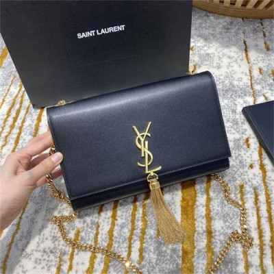 [입생로랑] Saint Laurent Custom Kate Tassel chain Shoulder Bag Golden Logo 24cm - 입생로랑 커스텀급 케이트 태슬 체인 숄더백 골든로고 SLB0586, 24cm,블랙