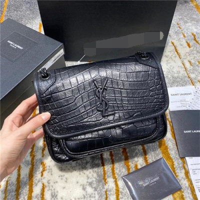 [입생로랑] Saint Laurent Custom Niki Crocodile Baby Shoulder bag 22cm- 입생로랑 커스텀급 니키 베이베 크로커다일 숄더백 SLB0594, 22cm, 블랙