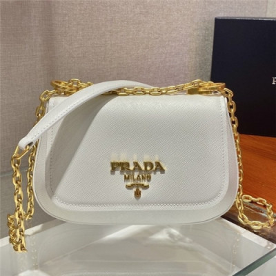 [프라다]Prada 2021 Women's Leather Shoulder Bag 22cm - 프라다 2021 여성용 레더 숄더백 22cm, PRAB0147, 화이트