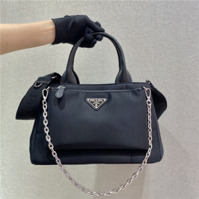 [프라다]Prada 2021 Women's Nylon Tote Shoulder Bag 28cm - 프라다 2021 여성용 나일론 토트 숄더백 28cm, PRAB0151, 블랙