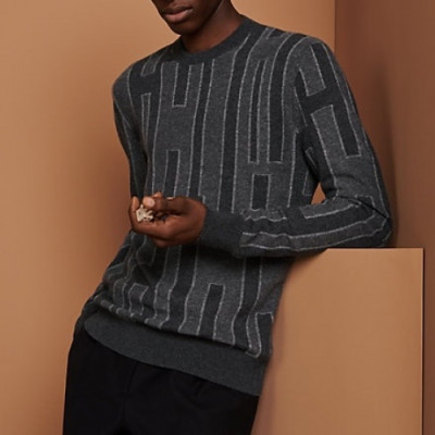 [에르메스]Hermes 2020 Mens Crew-neck Wool Sweater - 에르메스 2020 남성 크루넥 울 스웨터 Her0539x.Size(m - 3xl).그레이