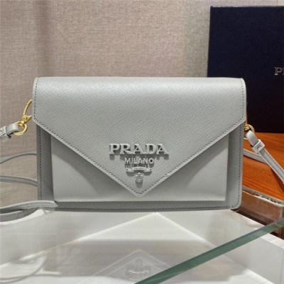 [프라다] Prada 2020 Women's Leather Shoulder Cross Bag,20cm - 프라다 2020 여성용 레더 숄더 크로스백,20cm, PRAB0167,그레이