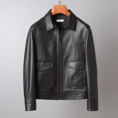 [셀린느]Celine 2020 Mens Logo Casual Leather Jacket - 셀린느 2020 남성 로고 캐쥬얼 가죽 자켓 Cel0076x.Size(m - 3xl).블랙