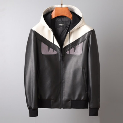 [펜디]Fendi 2020 Mens Casual Leather Jackets - 펜디 2020 남/녀 캐쥬얼 가죽 자켓 Fen0851x.Size(m - 3xl).블랙