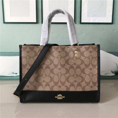 [코치] Coach 2020 Women's Leather Tote Shoulder Shopper Bag,30cm - 코치 2020 여성용 레더 토트 숄더 쇼퍼백,30cm,COAB0262,블랙