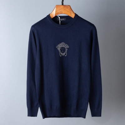 [베르사체]Versace 2020 Mens Medusa Logo Crew-neck Wool Sweater - 베르사체 2020 남성 메두사 로고 크루넥 울 스웨터 Ver0734x.Size(m - 3xl).네이비