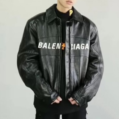 [발렌시아가]Balenciaga 2020 Mens Logo Casual Leather Jackets - 발렌시아가 2020 남성 로고 캐쥬얼 가죽 재킷 Bal0853x.Size(m - 3xl).블랙