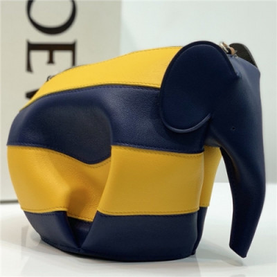 [로에베] Loevve 2020 Women's  Leather Elephant Shoulder Bag, 20cm - 로에베 2020 여성용 엘리펀트 숄더백, 20cm,   LOEB0475, 네이비+옐로우