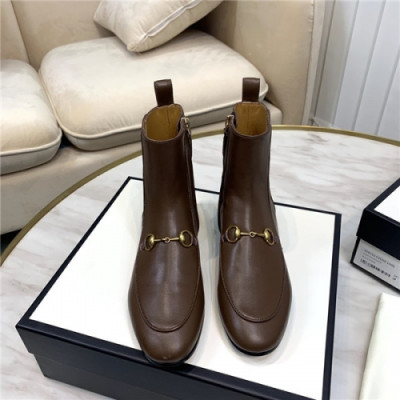 Gucci 2020 Women's Leather Ankle Boots - 구찌 2020 여서용 레더 앵글부츠,Size(225-255),GUCS1248,브라운