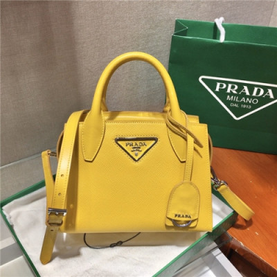 [프라다] Prada 2020 Women's Leather Shoulder Bag,22cm - 프라다 2020 여서용 레더 숄더백,22cm,PRAB0200,옐로우