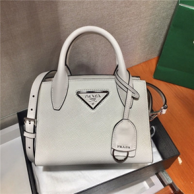 [프라다] Prada 2020 Women's Leather Shoulder Bag,22cm - 프라다 2020 여서용 레더 숄더백,22cm,PRAB0202,화이트