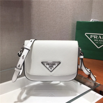 [프라다] Prada 2020 Women's Leather Shoulder Bag,20cm - 프라다 2020 여서용 레더 숄더백,20cm,PRAB0208,화이트