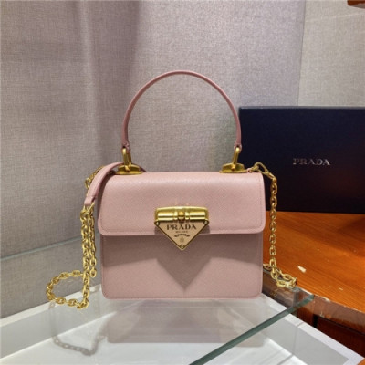 [프라다] Prada 2020 Women's Leather Tote Shoulder Bag,20cm - 프라다 2020 여서용 레더 토트 숄더백,20cm,PRAB0225,핑크