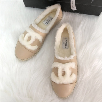 Chanel 2020 Women's Leather Wool Flat - 샤넬 2020 여성용 레더 울 를렛,Size(225-255),CHAS0479,베이지