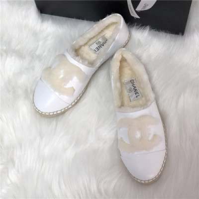 Chanel 2020 Women's Leather Wool Flat - 샤넬 2020 여성용 레더 울 를렛,Size(225-255),CHAS0480,화이트