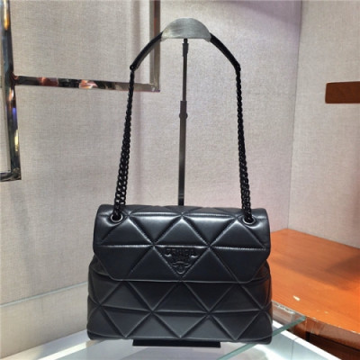 [프라다] Prada 2020 Women's Leather Shoulder Bag,23cm - 프라다 2020 여성용 레더 숄더백,23cm,PRAB0242,블랙