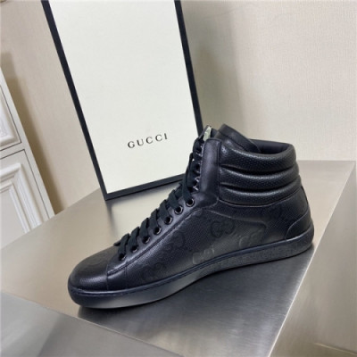 Gucci 2020 Men's Leather Sneakers - 구찌 2020 남성용 레더 스니커즈,Size(240-275),GUCS1255,블랙