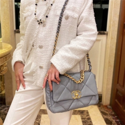 Chanel 2020 Women's Leather Tote Shoulder Bag,26cm - 샤넬 2020 여성용 레더 토트 숄더백,26cm,CHAB1587,그레이