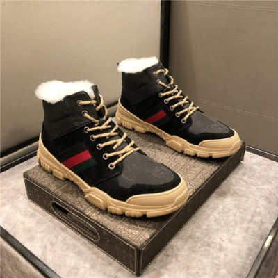 Gucci 2020 Men's Leather Wool Sneakers - 구찌 2020 남성용 레더 울 스니커즈,Size(240-275),GUCS1284,블랙