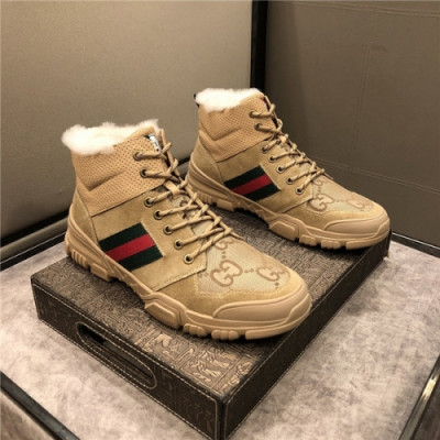 Gucci 2020 Men's Leather Wool Sneakers - 구찌 2020 남성용 레더 울 스니커즈,Size(240-275),GUCS1285,카키