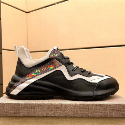 Gucci 2020 Men's Leather Sneakers - 구찌 2020 남성용 레더 스니커즈,Size(240-275),GUCS1290,블랙