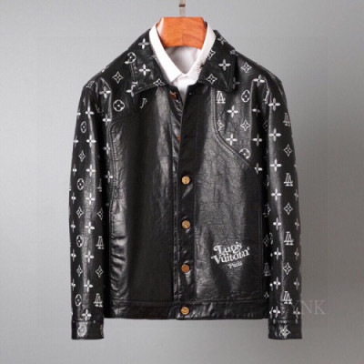 [루이비통]Louis vuitton 2020 Mens Logo Leather Jackets - 루이비통 2020 남성 로고 가죽 자켓 Lou02408x.Size(m - 3xl).블랙