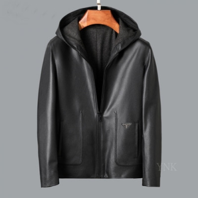 [프라다]Prada 2020 Mens Logo Casual Leather Jacket - 프라다 2020 남성 로고 캐쥬얼 가죽 자켓 Pra01199x.Size(m - 3xl).블랙