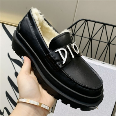 Dior 2020 Women's Leather Wool Loafer - 디올 2020 여성용 레더 울 로퍼,Size(225-250),DIOS0274,블랙