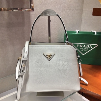 Prada 2020 Women's Leather Tote Shoulder Bag,28.5cm - 프라다 2020 여성용 레더 토트 숄더백,28.5cm,PRAB0280,화이트