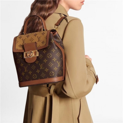 Louis Vuitton 2020 Women's Leather Backpack,19cm - 루이비통 2020 여성용 레더 백팩,19cm, LOUB2266,브라운