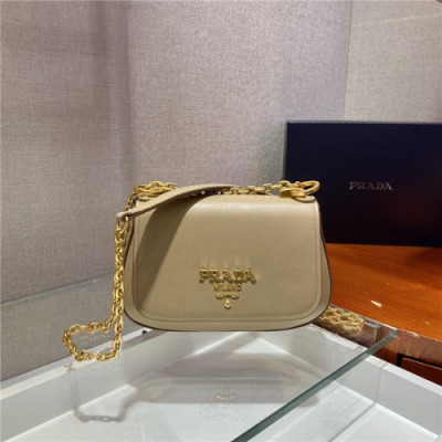 Prada 2020 Women's Leather Shoulder Bag,22cm - 프라다 2020 여성용 레더 숄더백,22cm,PRAB0283,베이지