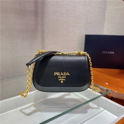 Prada 2020 Women's Leather Shoulder Bag,22cm - 프라다 2020 여성용 레더 숄더백,22cm,PRAB0286,블랙