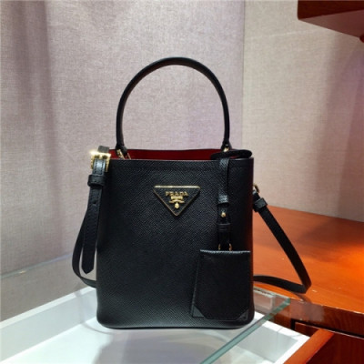 Prada 2020 Women's Leather Mini Tote Shoulder Bag,17cm - 프라다 2020 여성용 레더 미니 토트 숄더백,17cm,PRAB0305,블랙