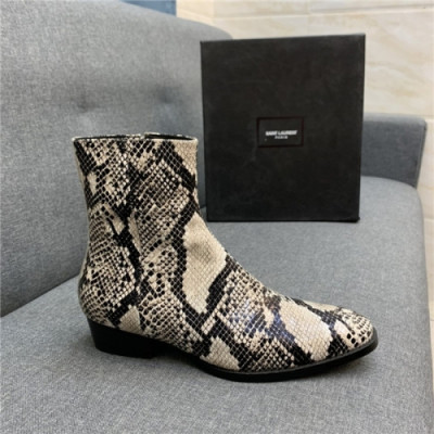 Saint Laurent 2020 Men's Leather Ankle Boots - 입생로랑 2020 남성용 레더 앵글부츠,Size(240-270),SLS0073,화이트