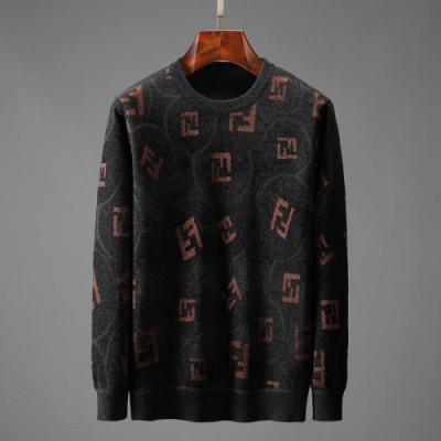 [펜디]Fendi 2020 Mens Logo Crew-neck Wool Sweaters - 펜디 2020 남성 로고 크루넥 울 스웨터 Fen0882x.Size(m - 3xl).블랙