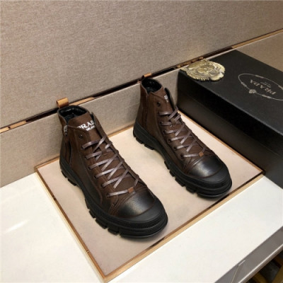 Prada 2020 Men's Leather Sneakers - 프라다 2020 남성용 레더 스니커즈,Size(240-270),PRAS0618,브라운